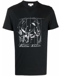 T-shirt à col rond imprimé noir et blanc Alexander McQueen