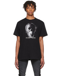 T-shirt à col rond imprimé noir et blanc Alexander McQueen