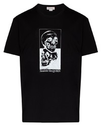 T-shirt à col rond imprimé noir et blanc Alexander McQueen