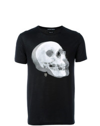 T-shirt à col rond imprimé noir et blanc Alexander McQueen