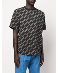 T-shirt à col rond imprimé noir et blanc Kenzo