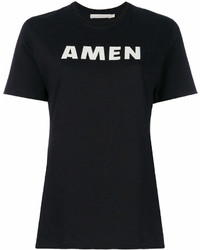 T-shirt à col rond imprimé noir et blanc Amen