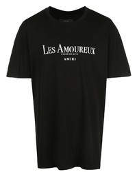 T-shirt à col rond imprimé noir et blanc Amiri