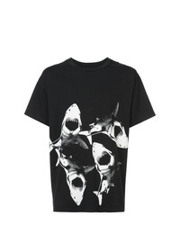 T-shirt à col rond imprimé noir et blanc Amiri