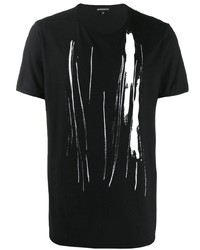 T-shirt à col rond imprimé noir et blanc Ann Demeulemeester