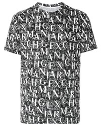 T-shirt à col rond imprimé noir et blanc Armani Exchange