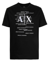 T-shirt à col rond imprimé noir et blanc Armani Exchange