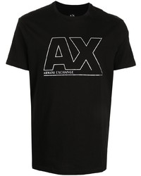 T-shirt à col rond imprimé noir et blanc Armani Exchange