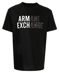 T-shirt à col rond imprimé noir et blanc Armani Exchange