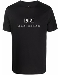 T-shirt à col rond imprimé noir et blanc Armani Exchange