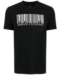 T-shirt à col rond imprimé noir et blanc Armani Exchange