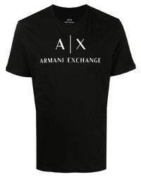 T-shirt à col rond imprimé noir et blanc Armani Exchange