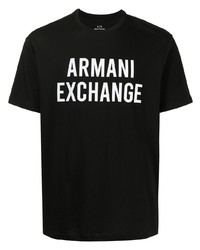 T-shirt à col rond imprimé noir et blanc Armani Exchange