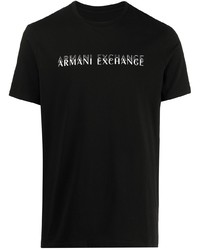 T-shirt à col rond imprimé noir et blanc Armani Exchange