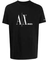 T-shirt à col rond imprimé noir et blanc Armani Exchange