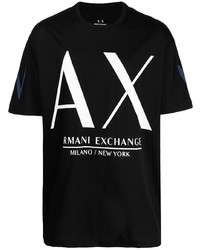 T-shirt à col rond imprimé noir et blanc Armani Exchange