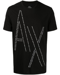 T-shirt à col rond imprimé noir et blanc Armani Exchange