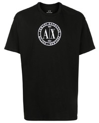 T-shirt à col rond imprimé noir et blanc Armani Exchange