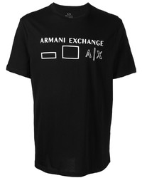 T-shirt à col rond imprimé noir et blanc Armani Exchange