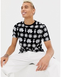 T-shirt à col rond imprimé noir et blanc ASOS DESIGN