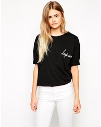 T-shirt à col rond imprimé noir et blanc Asos