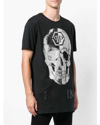 T-shirt à col rond imprimé noir et blanc Philipp Plein