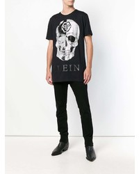 T-shirt à col rond imprimé noir et blanc Philipp Plein