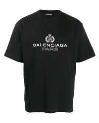 T-shirt à col rond imprimé noir et blanc Balenciaga