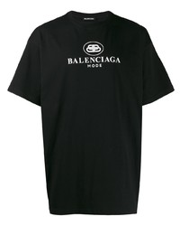 T-shirt à col rond imprimé noir et blanc Balenciaga