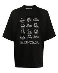 T-shirt à col rond imprimé noir et blanc Balenciaga