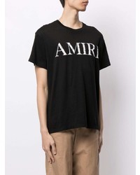 T-shirt à col rond imprimé noir et blanc Amiri