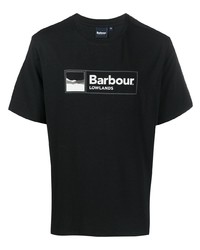 T-shirt à col rond imprimé noir et blanc Barbour