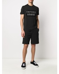 T-shirt à col rond imprimé noir et blanc Emporio Armani