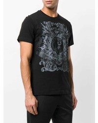 T-shirt à col rond imprimé noir et blanc Versace Jeans