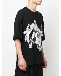 T-shirt à col rond imprimé noir et blanc Lanvin