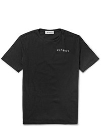 T-shirt à col rond imprimé noir et blanc Beams