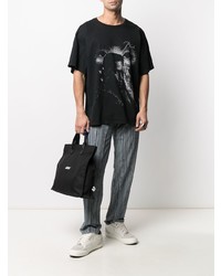 T-shirt à col rond imprimé noir et blanc Rhude