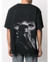 T-shirt à col rond imprimé noir et blanc Rhude