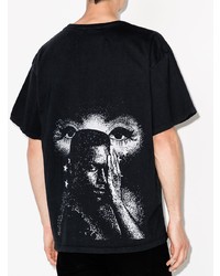 T-shirt à col rond imprimé noir et blanc Rhude