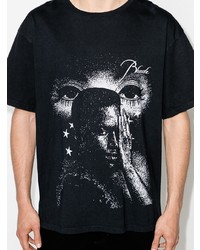 T-shirt à col rond imprimé noir et blanc Rhude