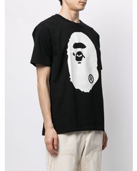 T-shirt à col rond imprimé noir et blanc A Bathing Ape