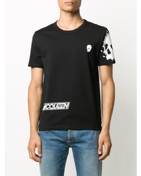 T-shirt à col rond imprimé noir et blanc Alexander McQueen