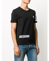 T-shirt à col rond imprimé noir et blanc Alexander McQueen