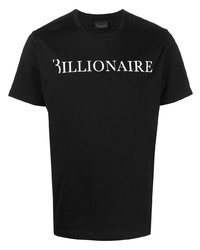 T-shirt à col rond imprimé noir et blanc Billionaire