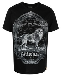 T-shirt à col rond imprimé noir et blanc Billionaire