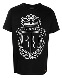 T-shirt à col rond imprimé noir et blanc Billionaire