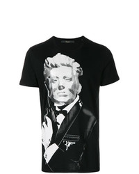 T-shirt à col rond imprimé noir et blanc Billionaire