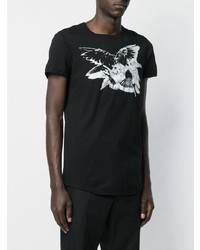 T-shirt à col rond imprimé noir et blanc Ann Demeulemeester