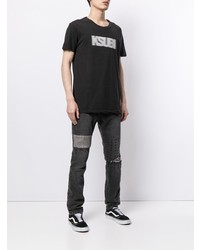 T-shirt à col rond imprimé noir et blanc Ksubi