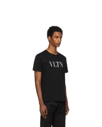 T-shirt à col rond imprimé noir et blanc Valentino